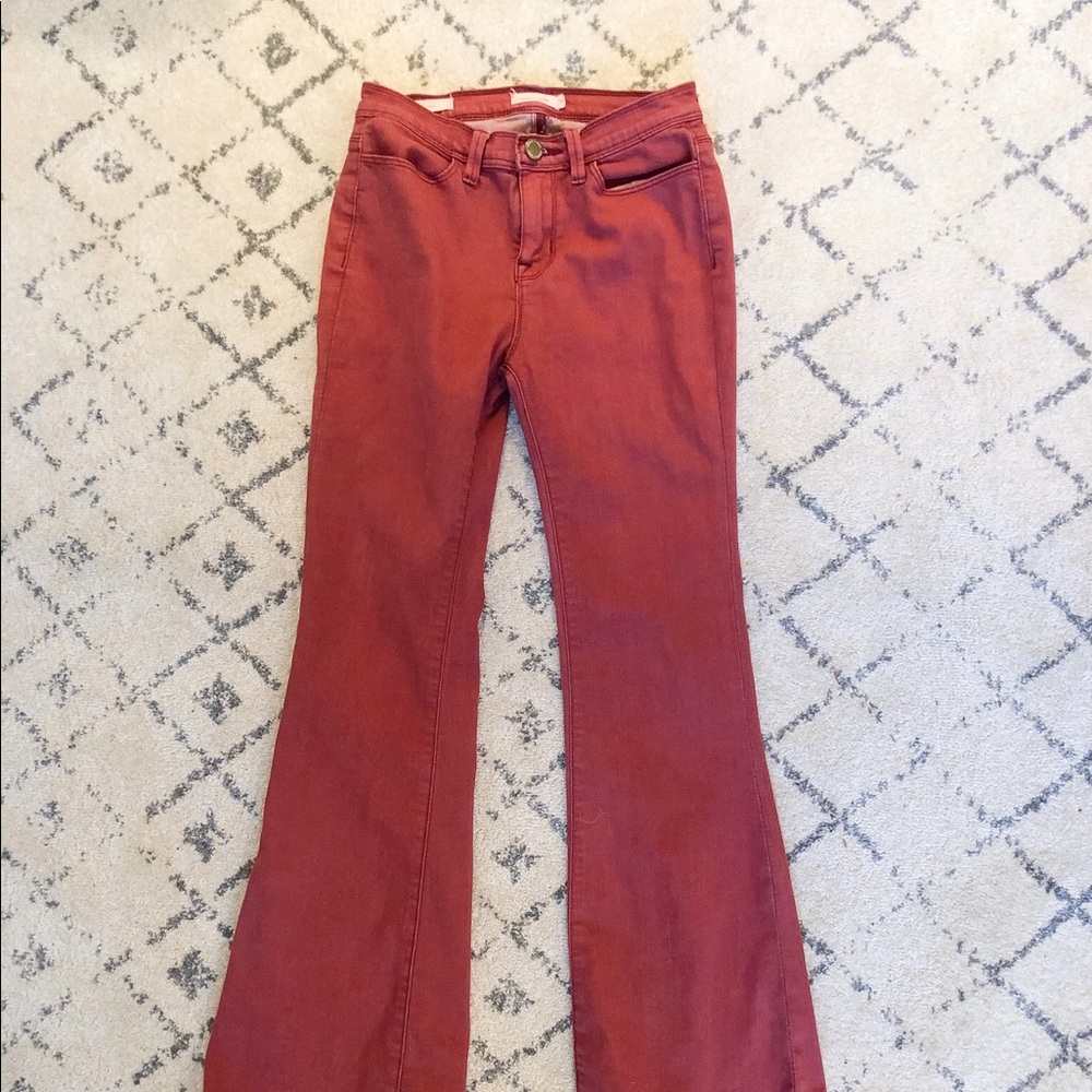 OU High rise red flare jeans